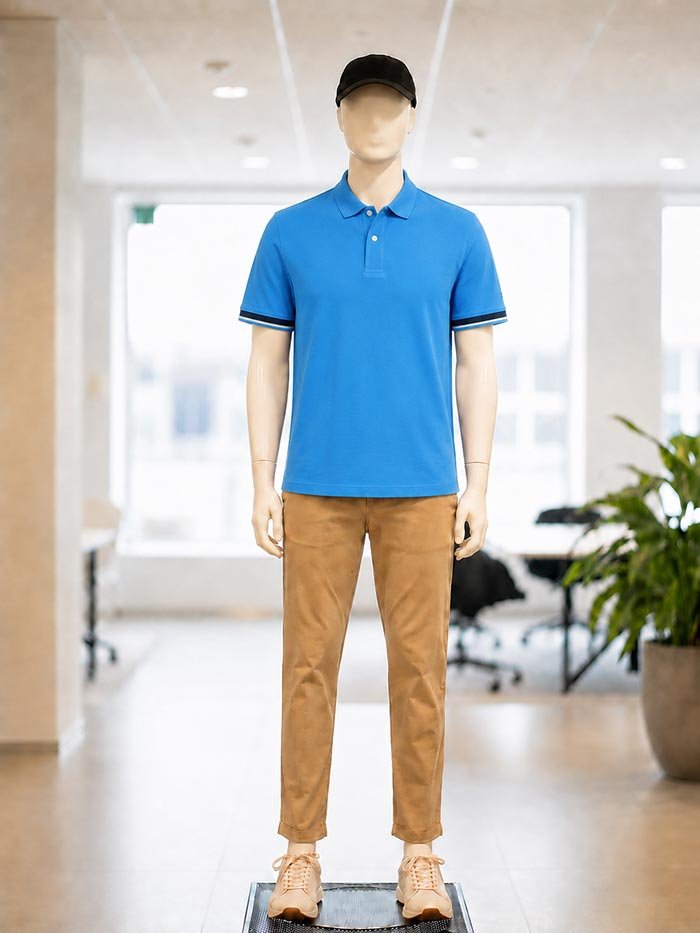Short Sleeve Blue Polo Shirt Picture From Front