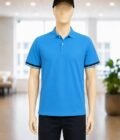 Short Sleeve Blue Polo Shirt Closeup Picture