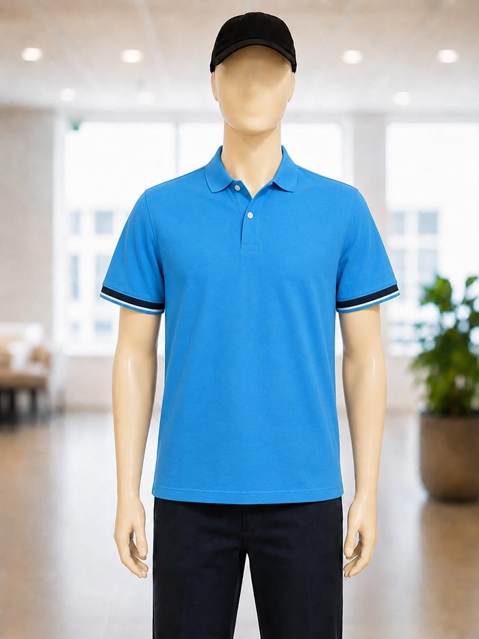Short Sleeve Blue Polo Shirt Closeup Picture