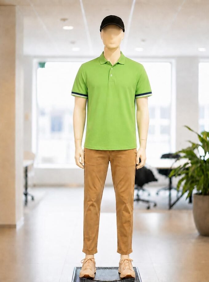 Short Sleeve Fern Green Polo Shirt Picture From Front