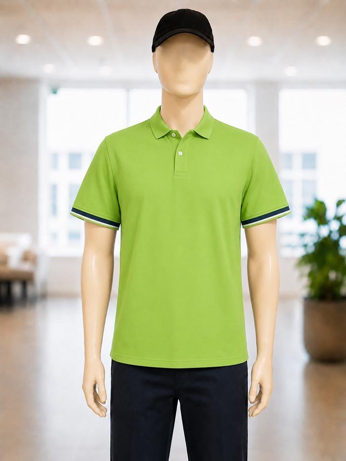 Short Sleeve Fern Green Polo Shirt Closeup Picture