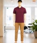 Short Sleeve Maroon Polo Shirt Picture From Front