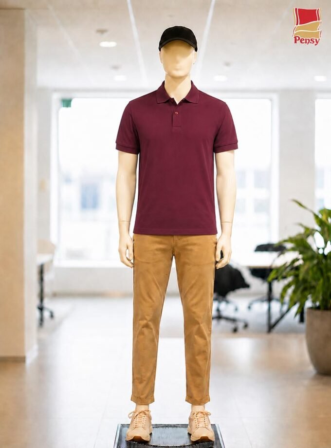 Short Sleeve Maroon Polo Shirt Picture From Front