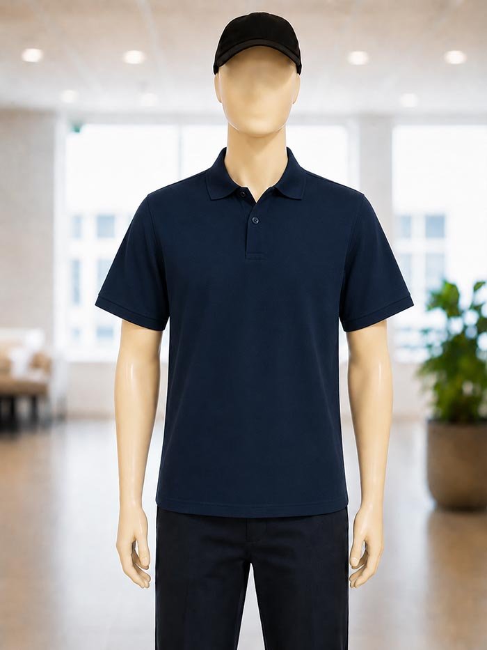Short Sleeve Navy Polo Shirt Closeup Picture