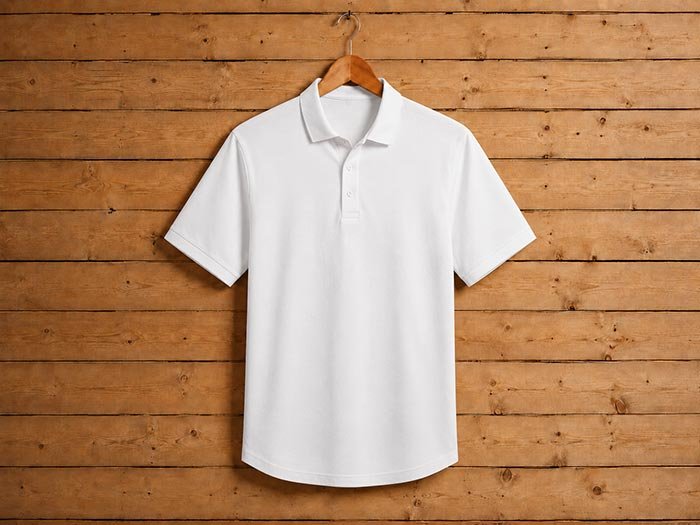 Short Sleeve Solid white Polo Shirt Picture On Hanger
