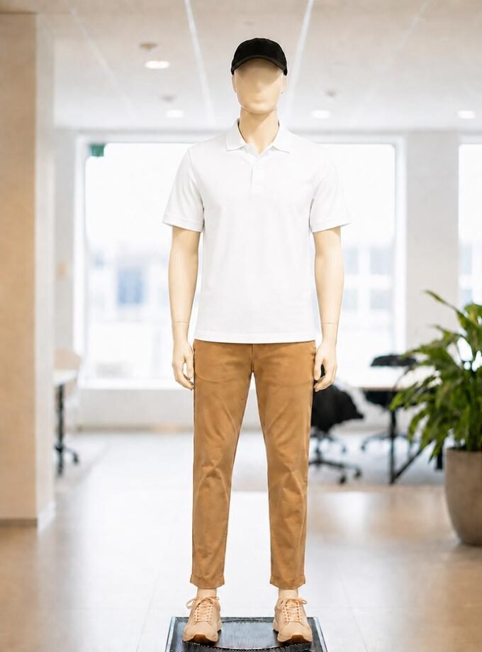 Short Sleeve Solid white Polo Shirt Picture From Front