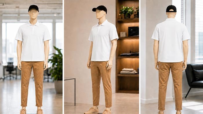 Short Sleeve Solid white Polo Shirt Picture From 3 Dimensions