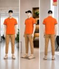 Short Sleeve Tia Orange Polo Shirt Picture From 3 Dimensions