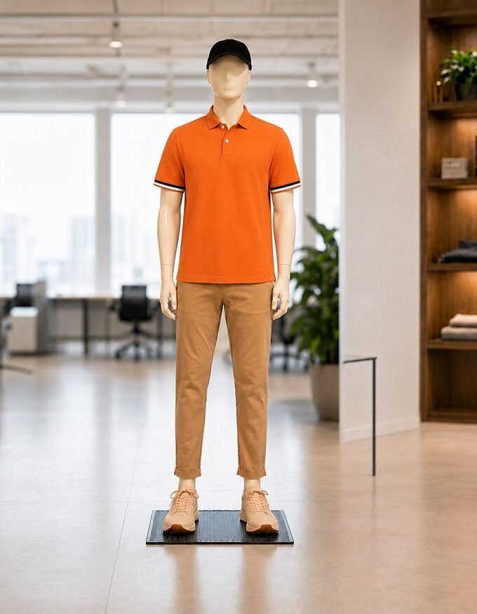 Short Sleeve Tia Orange Polo Shirt Picture from front