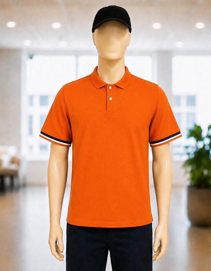 Short Sleeve Tia Orange Polo Shirt