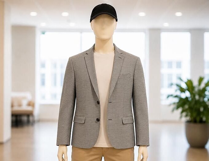 Elegant Gray Plaid Blazer