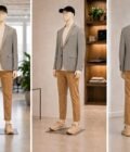 Grey Slim-Fit Coat Picture From 3 Dimensions