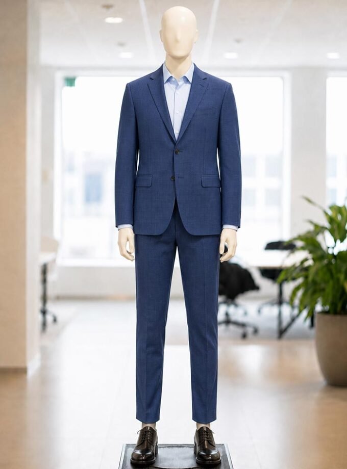 Blue Check Slim-Fit Blazer Picture From Front