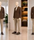 Brown Checkered Casual Blazer Picture From 3 Dimensions
