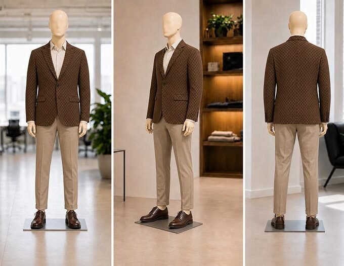 Brown Checkered Casual Blazer
