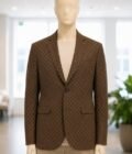 Brown Checkered Casual Blazer Closeup Picture