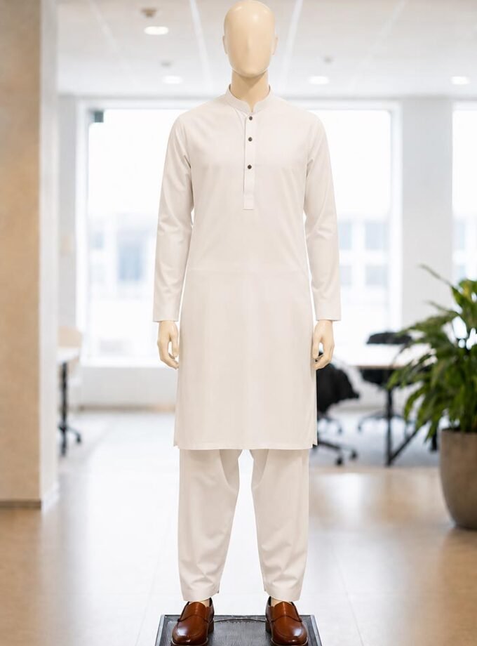 Classic White Shalwar Kameez Picture From Front