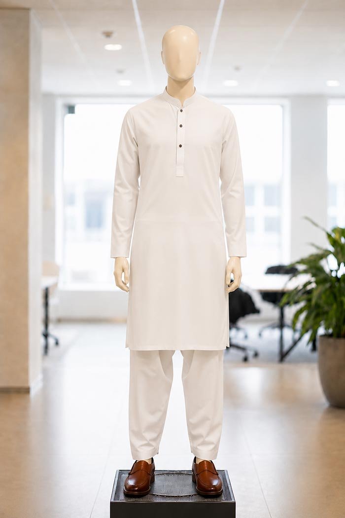 Classic White Shalwar Kameez Picture From Front