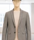 Elegant Gray Plaid Blazer Closeup Picture