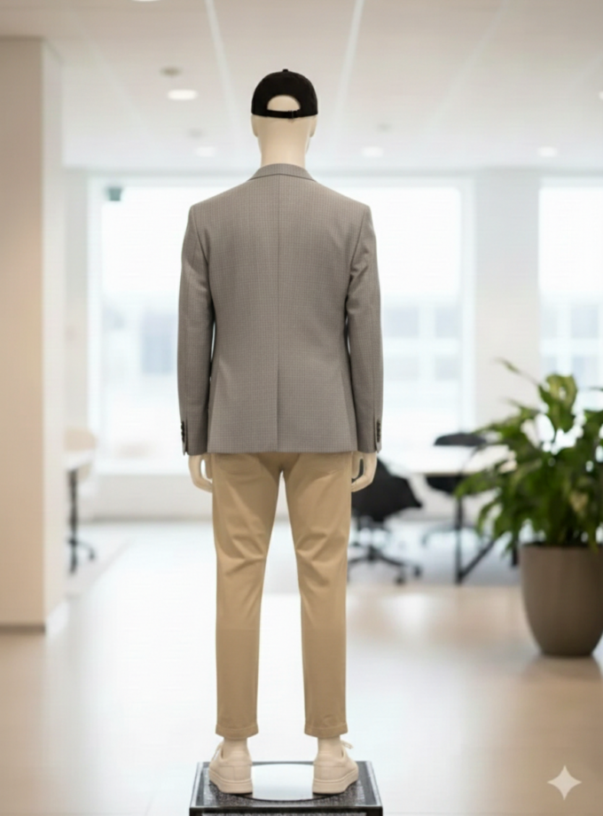 Elegant Gray Plaid Blazer