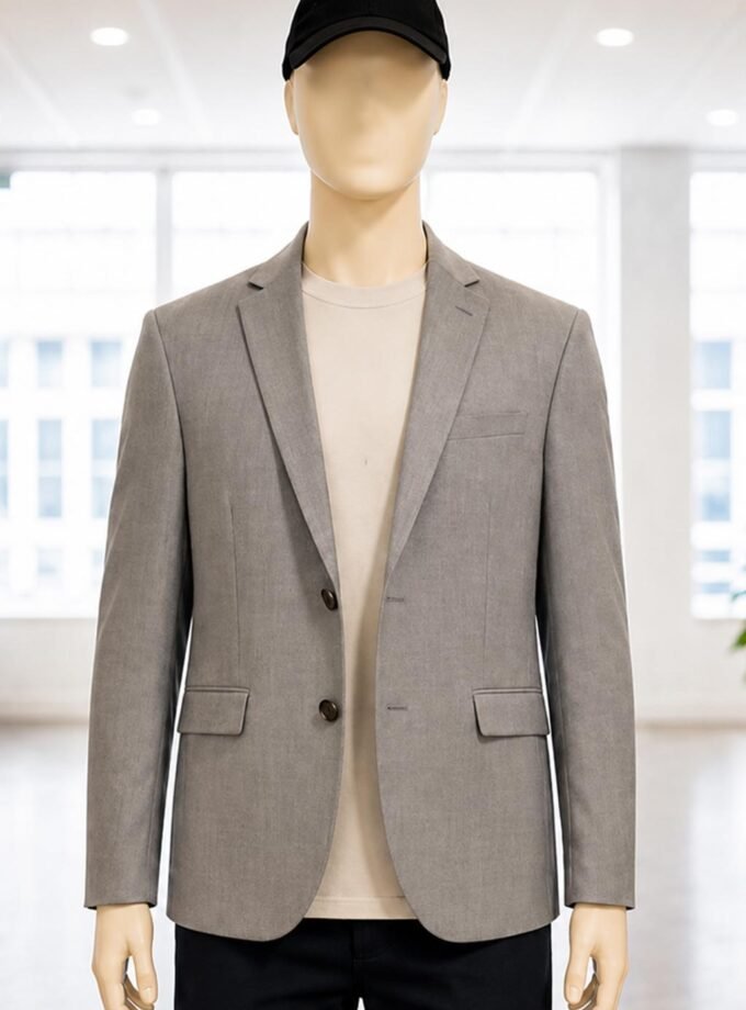 Grey Slim-Fit Coat Picture From Front