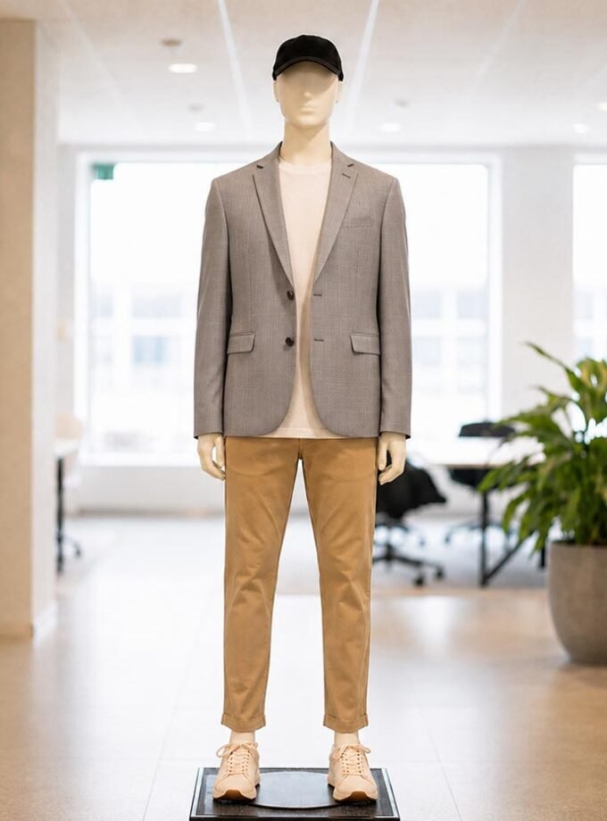 Grey Slim-Fit Coat Picture From Front