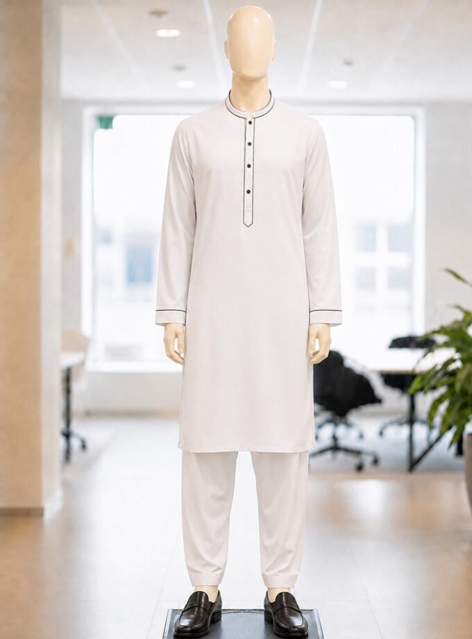Pensy Ivory Classic Kurta Shalwar Picture From Front